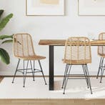 vidaXL Eetkamerstoel 2 pcs Riet en Ijzer Naturel 44,5 x 54,5, Huis en Inrichting, Stoelen, Verzenden, Nieuw