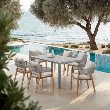 Tuinstoel Manacor, ropedesign - greige, Set van 6, Verzenden, Nieuw