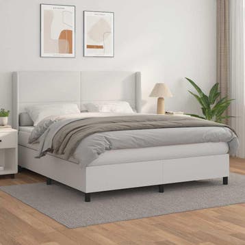 vidaXL Boxspring met matras kunstleer wit 160x200 cm, Verzenden