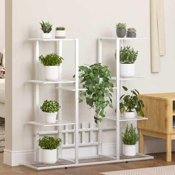 vidaXL Bloemenstandaard 94,5x25x89 cm ijzer wit, Verzenden