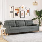 vidaXL 3-zitsbank met sierkussens 210 cm stof donkergrijs, Huis en Inrichting, Verzenden, Nieuw