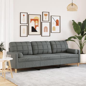 vidaXL 3-zitsbank met sierkussens 210 cm stof donkergrijs, Verzenden, Nieuw