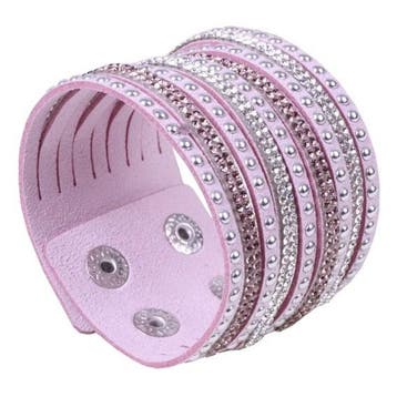 Fako Bijoux - Armband - Breed - Strass - Lila Paars, Verzenden, Nieuw