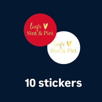 10x Sluitstickers -Liefs sint en piet- 4cm - staf- goudfo..., Verzenden, Nieuw, Meerdere stickers