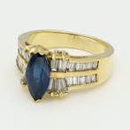 Ring - 18 karaat Geel goud Saffier - Diamant, Nieuw
