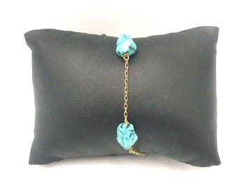 Armband - 18 karaat Geel goud Turquoise, Handtassen en Accessoires, Armbanden, Nieuw