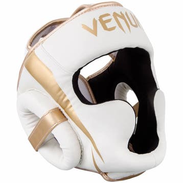 Venum Hoofdbeschermer Elite Headgear Wit Goud, Sports & Fitness, Verzenden, Vechtsportbescherming