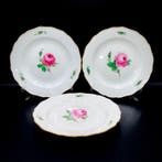 Meissen - Exquisite Set of 6 Dinner Plates - Red Rose, Antiek en Kunst