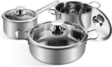 6-delige RVS Pannenset Inductie | -34% Retour Deal | Snel..., Verzenden, Zo goed als nieuw, Inox, Pannenset