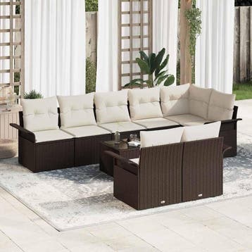 vidaXL Tuinbank Set 9 st Bruin poly rattan, Verzenden