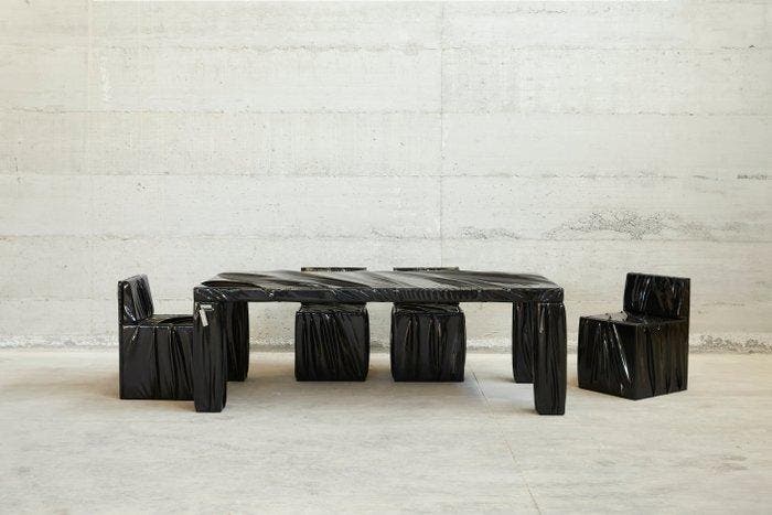 Studio Greca - Eettafel - Tabel T1 - Textiel, Hout - A.P. 1, Antiquités & Art, Art | Objets design