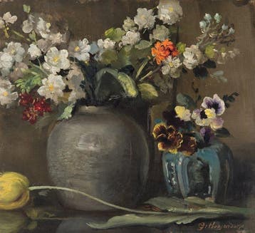 École néerlandaise (XX) - Still Life with Flowers – Oil on
