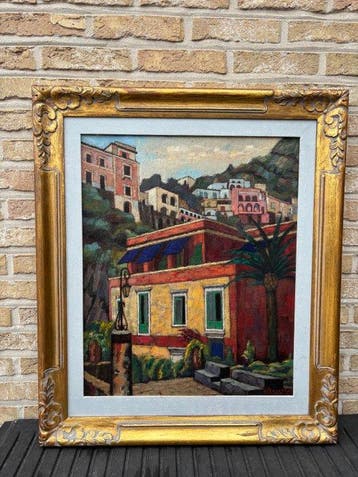 Eugène Masselus (1897-1998) - Zicht op Positano (Italië), Antiek en Kunst