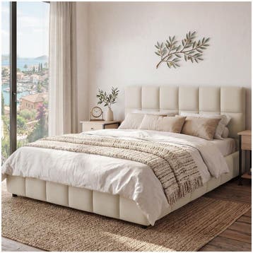 Bedset met gestoffeerd bed en matras, Verzenden, Nieuw