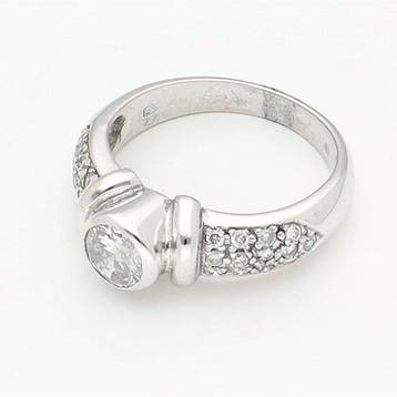 Zonder minimumprijs - Ring - 18 karaat Witgoud - 0.95ct. tw., Nieuw
