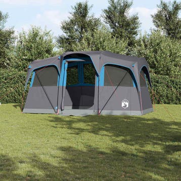 vidaXL Familietent met dak Blauw en Grijs 435 x 255 x 216 cm, Verzenden, Nieuw