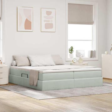 vidaXL Opbergbed met matras met matras Lichtgrijs 200 x 200, Verzenden