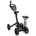 vidaXL Golf Trolley met Zitje Zwart Aluminium Opvouwbaar, Sport en Fitness, Golf, Verzenden, Nieuw