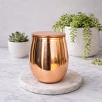 Puur koperen effen gebogen beker met losse deksel – 400 ml, Ophalen of Verzenden