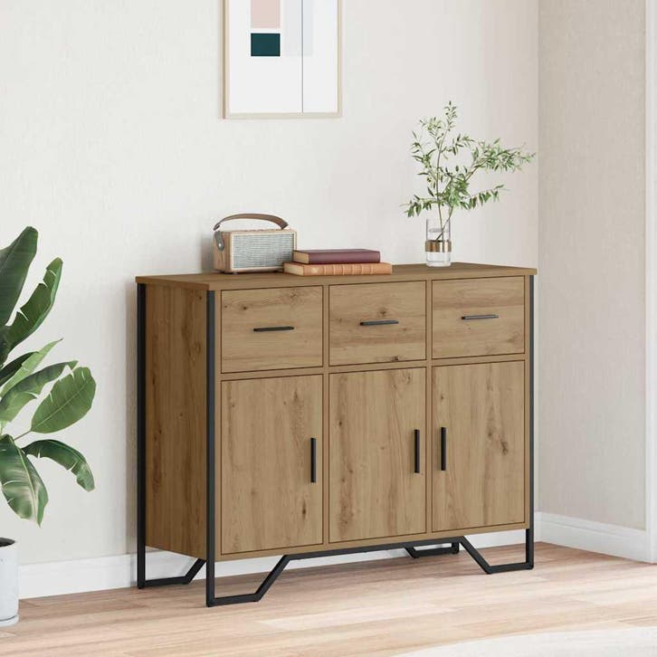 vidaXL Dressoir Artisan Eiken 97 x 32,5 x 74,5 cm, Huis en Inrichting, Kasten | Dressoirs, Nieuw, Verzenden