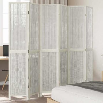 vidaXL Kamerscherm met 6 panelen massief paulowniahout wit, Verzenden