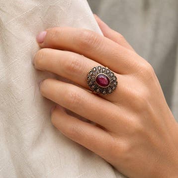 Zonder minimumprijs - Ring - 18 karaat Geel goud, Zilver -, Handtassen en Accessoires, Ringen, Nieuw