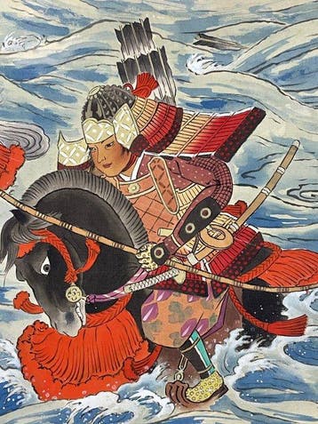 Genpei-oorlog Samurai Rivieroversteekrol - Japan - 20e eeuw