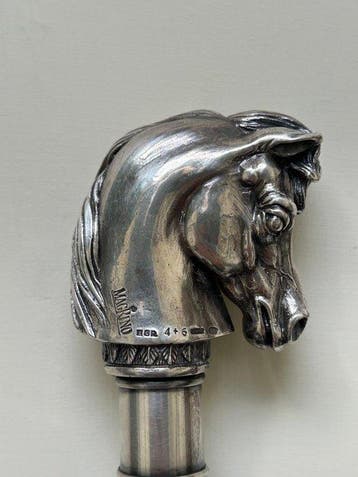 magrino Canne de marche - cheval - Argent 925 - Canne de