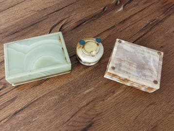 Sieradendoos (3) - Onyx, Messing - Italiaanse onyx doosjes