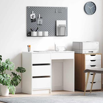vidaXL Bureau Wit Bewerkt hout 90 x 37.5 x 75 cm, Huis en Inrichting, Verzenden, Nieuw