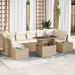 vidaXL Bankstel met kussen 8 pcs Beige en Crème poly rattan, Verzenden, Nieuw