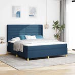 vidaXL Boxspring bed met matras met hoofdeinde Blauw 180 x, Verzenden, Nieuw