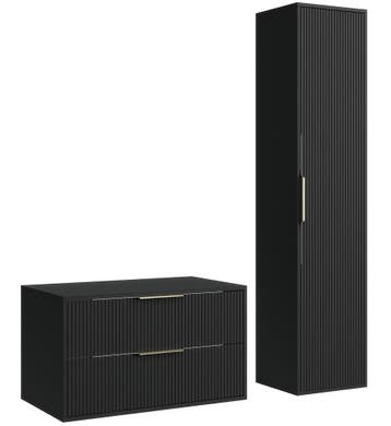 Wastafelkast Rimini 80 cm - Zwart -  Badmeubel met Kolomkast, Verzenden, Nieuw