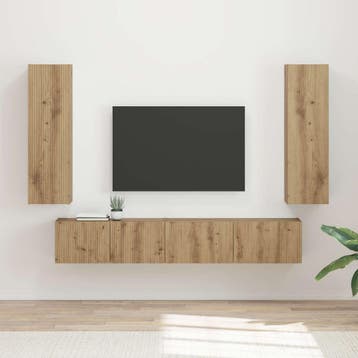 vidaXL Tv-meubelset 3 st Artisan Eiken Bewerkt hout, Verzenden