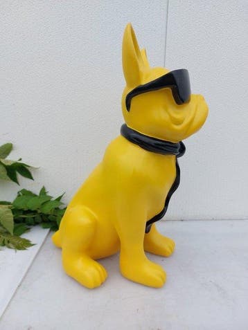 Beeld, French bulldog with tie and sunglasses - 40 cm -