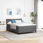 vidaXL LED Box Spring Bed Lichtgrijs en wit 140 x 190 cm, Verzenden