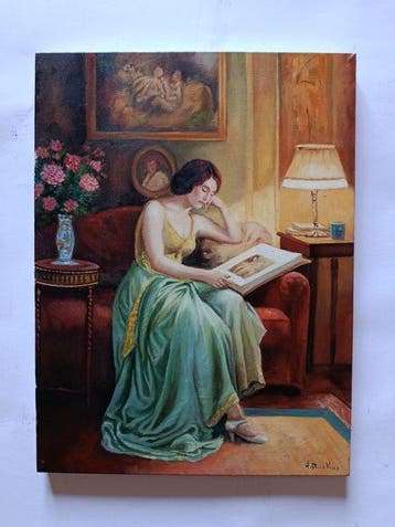 A. Della Valle (XX), da Carl Vilhelm - Lettura serale, Antiek en Kunst