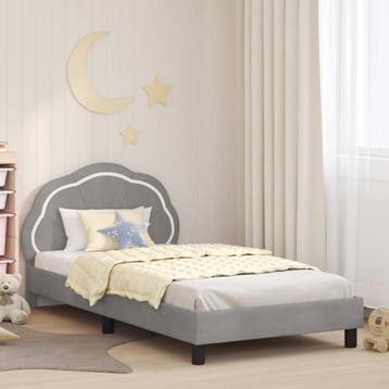 vidaXL Kinderen bedframe met hoofdboard Lichtgrijs 90 x 190, Verzenden, Nieuw