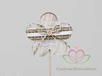 Houten Bloemen Naturel look op stok 8x8 cm 6 stuks, Nieuw