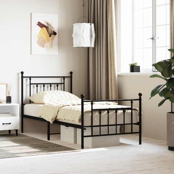 vidaXL Bedframe met hoofd- en voeteneinde metaal zwart, Verzenden