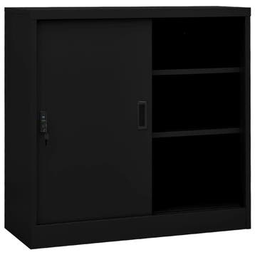 vidaXL Kantoorkast met schuifdeuren 90x40x90 cm staal zwart, Verzenden, Nieuw