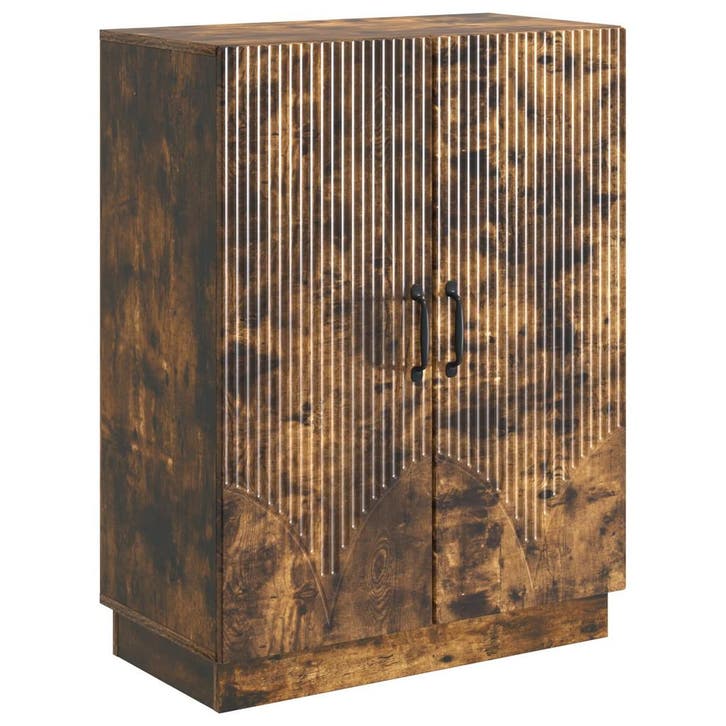 vidaXL Dressoir Gerookt eiken 66 x 34,5 x 87 cm Bewerkt hout, Huis en Inrichting, Kasten | Dressoirs, Nieuw, Verzenden