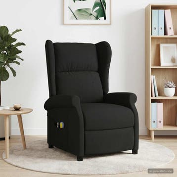 vidaXL Wingback elektrische massage relaxstoel Zwart Stof, Verzenden