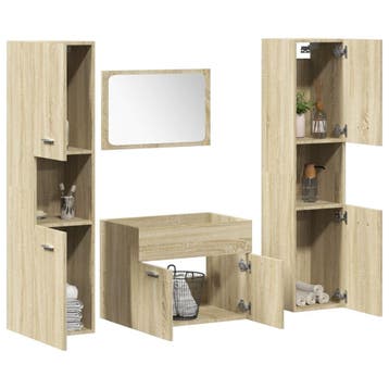 vidaXL 4-delige Badkamermeubelset bewerkt hout sonoma, Huis en Inrichting, Verzenden, Nieuw