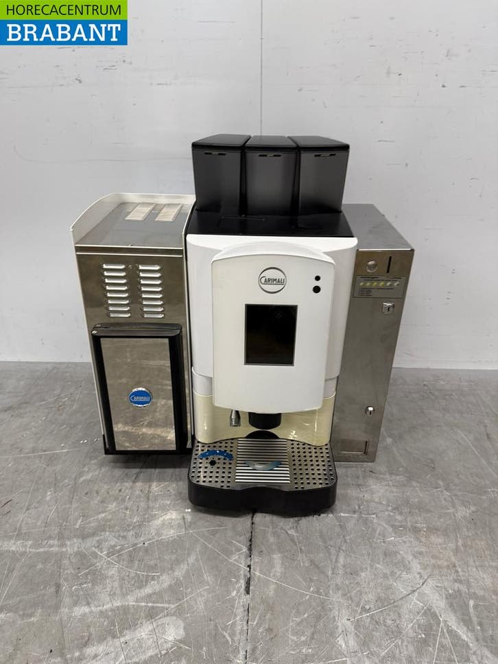 Carimali Optima espressomachine met melkkoeler Euro inworp, Articles professionnels, Horeca | Équipement de cuisine, Enlèvement ou Envoi