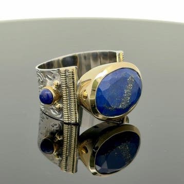 Zonder minimumprijs - Ring Zilver - Natuurlijke lapis lazuli