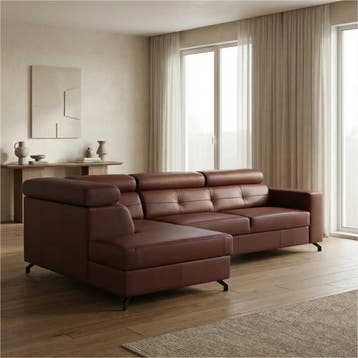 Leren hoekbank Nova - 2.5-zits arm rechts + Longchair arm, Ophalen of Verzenden