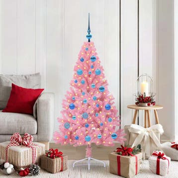 vidaXL Kunststof Voorverlichte Kerstboom met 150 LED Roze, Verzenden