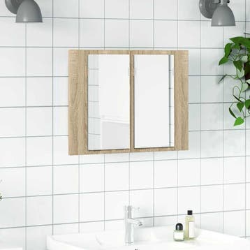 vidaXL Badkamerkast met spiegel LED 60x12x45 acryl sonoma, Verzenden, Nieuw