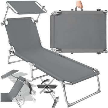 Ligbed met 4 standen - grijs, Tuin en Terras, Tuinsets en Loungesets, Verzenden, Nieuw